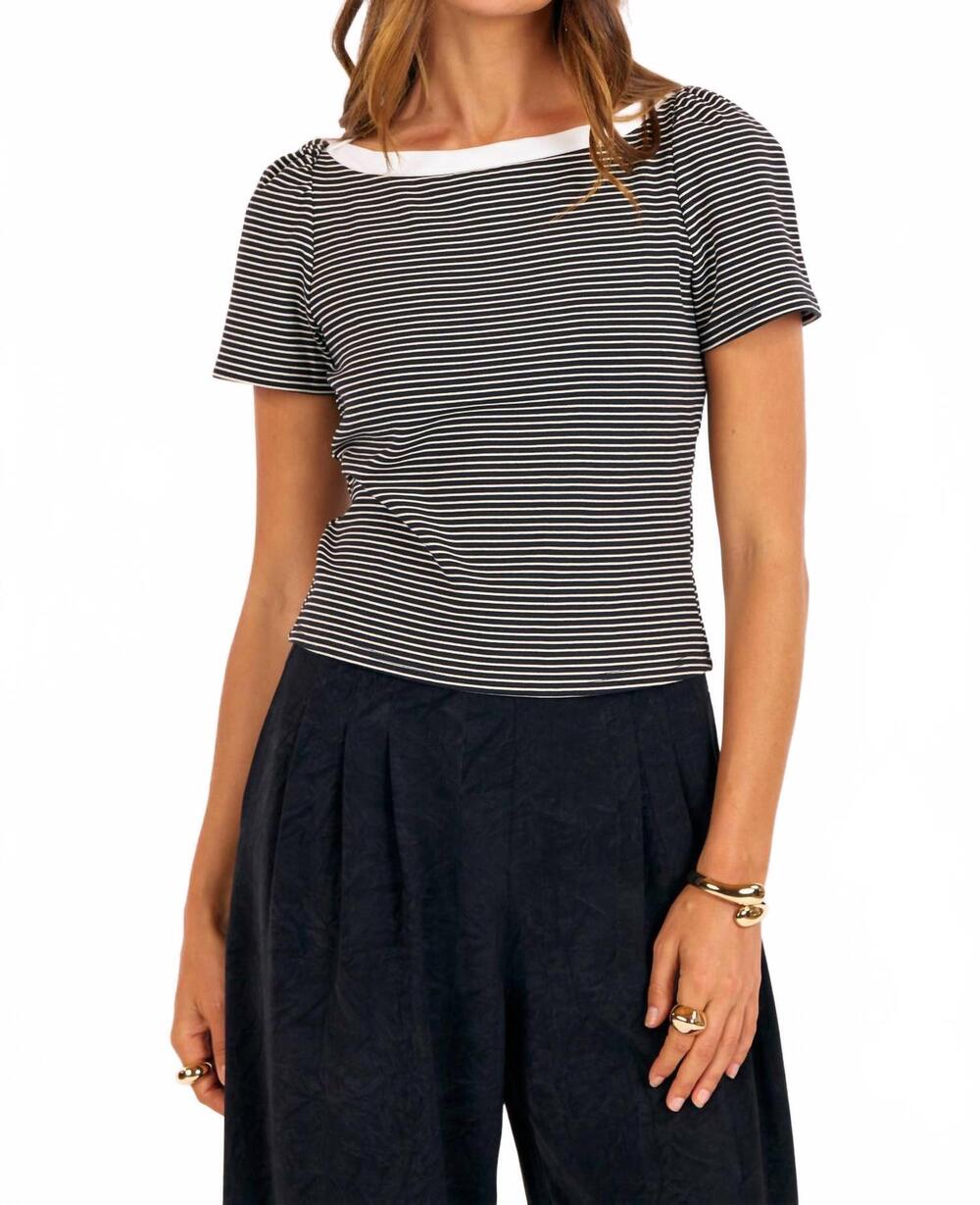 NEW SAGE THE LABEL xoxo stripe tee in black cream